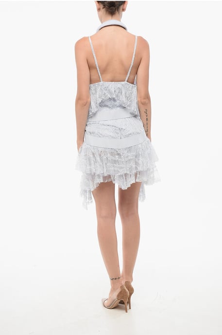 Asymmetrisches Spitzen-Minikleid in Blau - Image 2