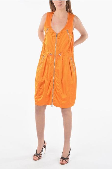 Mini-Utility-Kleid mit durchgehendem Reißverschluss in Orange - Image 1