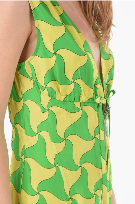 PARACHUTE Minikleid mit tiefem Ausschnitt und Wellenmuster in Giallo, Verde - Image 3