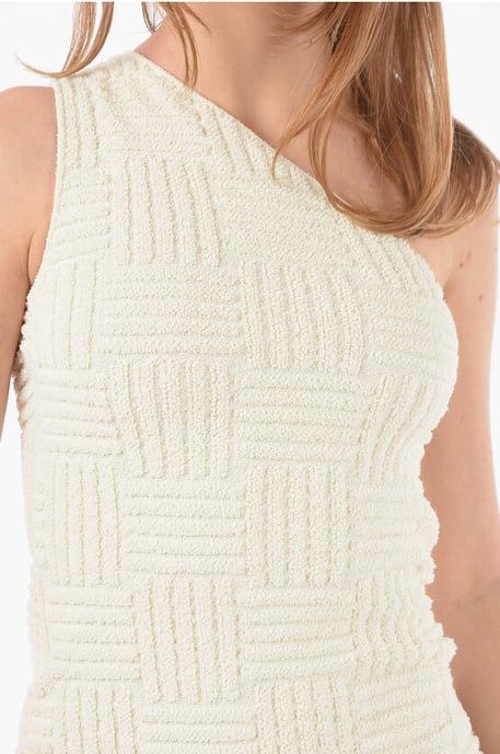 Geflochtenes Frottee-Minikleid mit einer Schulter aus INTRECCIO TOWELING in Beige - Image 3