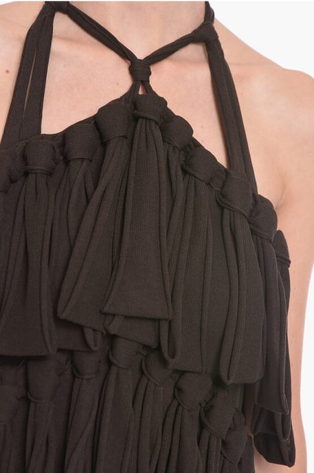 Neckholder-Kleid LOOPS aus Seidenmischung in Braun - Image 3