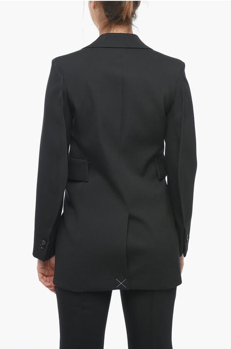 Blazer aus Stretchwolle mit geschwungenen Ärmeln in Schwarz - Image 2