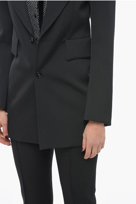 Blazer aus Stretchwolle mit geschwungenen Ärmeln in Schwarz - Image 3