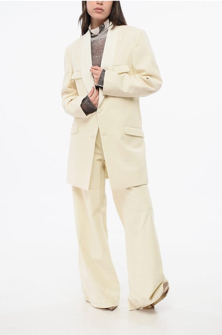 MM0 – Wollblazer mit 2 Knöpfen und Pattentaschen in Beige - Image 4