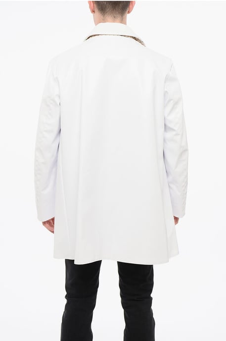 MM14 Wasserdichter Trenchcoat mit Samtkragen in Weiß - Image 2