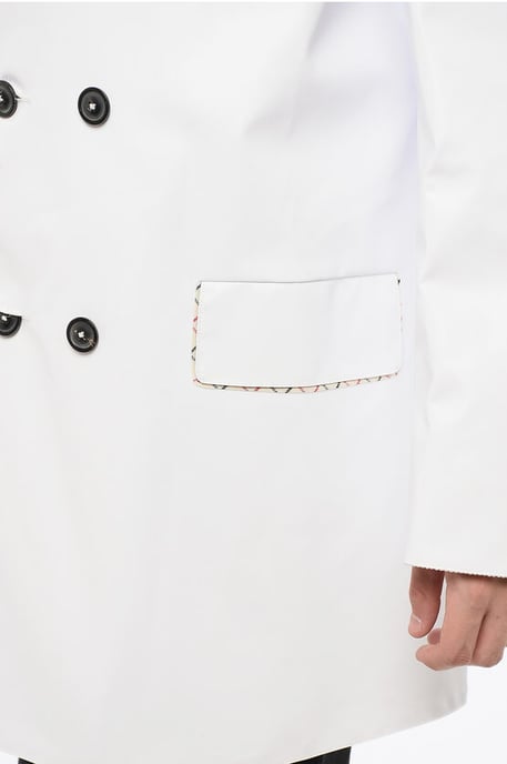 MM14 Wasserdichter Trenchcoat mit Samtkragen in Weiß - Image 3