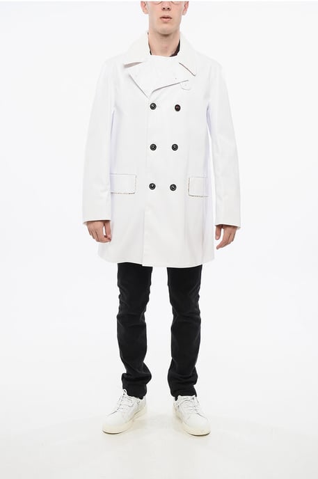 MM14 Wasserdichter Trenchcoat mit Samtkragen in Weiß - Image 4