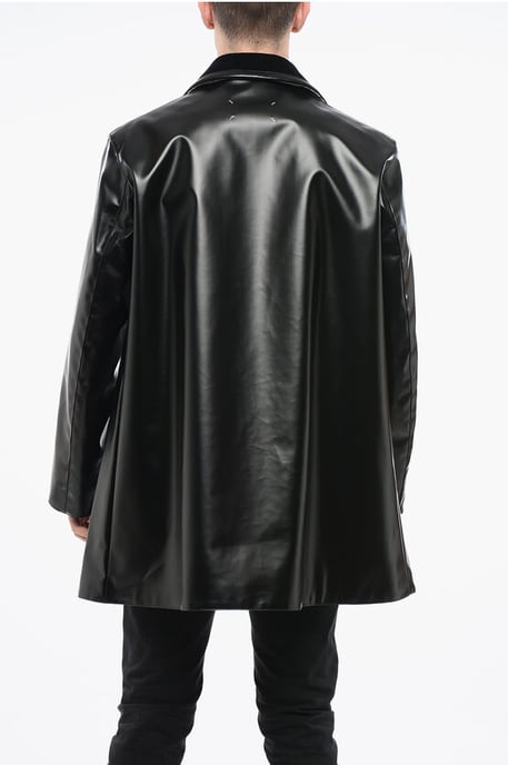 MM4 MM14 Wasserdichter Trenchcoat mit Samtkragen in Schwarz - Image 2
