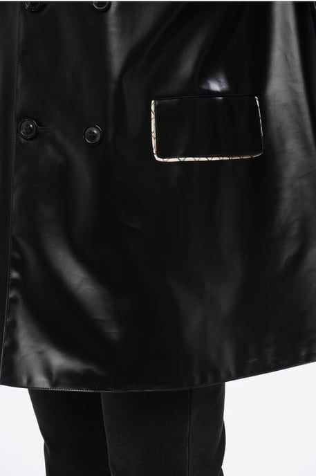 MM4 MM14 Wasserdichter Trenchcoat mit Samtkragen in Schwarz - Image 3