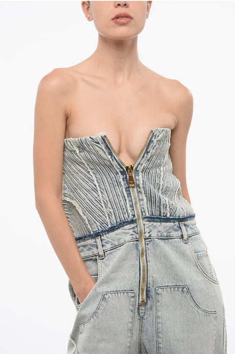 Ärmelloser Jeans-Jumpsuit in Blau - Image 3