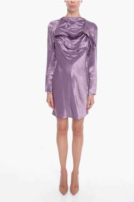 Satin BANDANA Midikleid in Violett - Image 1