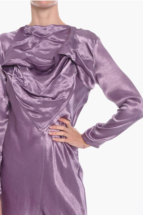 Satin BANDANA Midikleid in Violett - Image 3