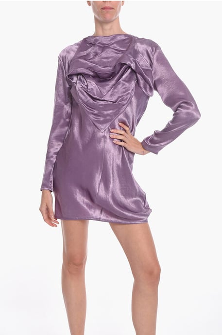 Satin BANDANA Midikleid in Violett - Image 4