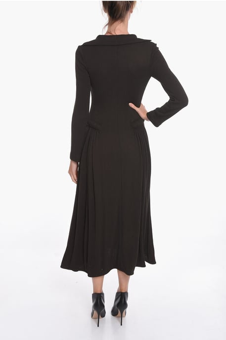 SALON 01 Jersey Langarm Maxikleid in Braun - Image 2