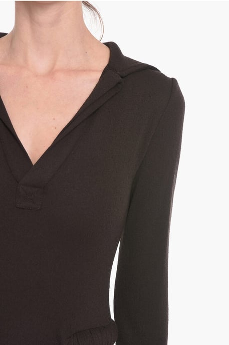 SALON 01 Jersey Langarm Maxikleid in Braun - Image 3