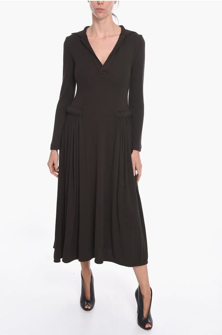 SALON 01 Jersey Langarm Maxikleid in Braun - Image 4