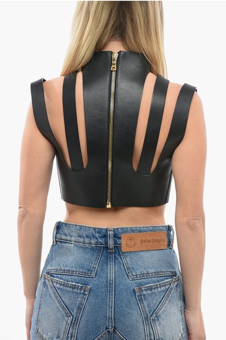 Ledertop mit Cut-outs in Schwarz - Image 2