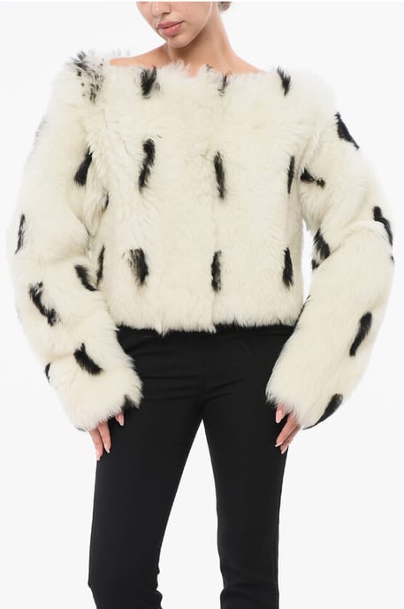 Off-Shoulder-Top aus Öko-Fell in Weiß - Image 1