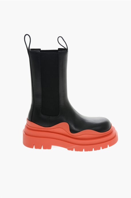 Chelsea-Booties aus Leder mit kontrastierender Sohle in Schwarz - Image 2