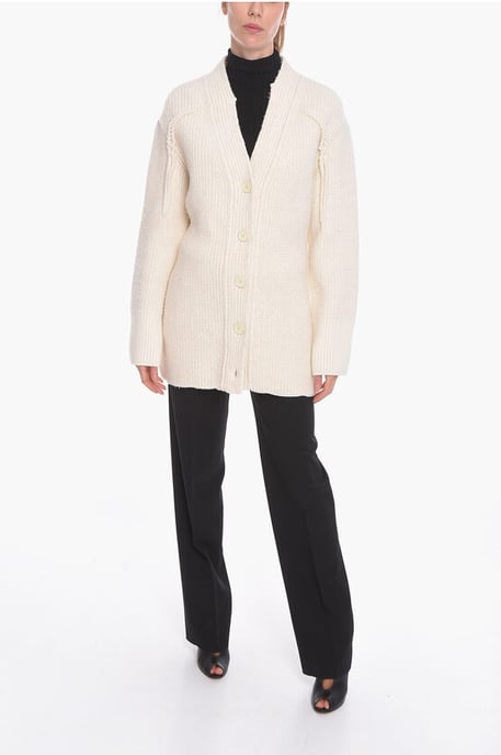 Gerippter Cardigan aus Kaschmirmischung in Weiß - Image 4