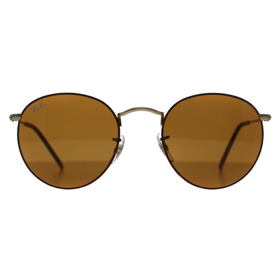Ray-Ban Round Metal 3447 927533 Sonnenbrille in mattem Havanna auf mattem Goldbraun - Image 1