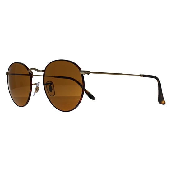 Ray-Ban Round Metal 3447 927533 Sonnenbrille in mattem Havanna auf mattem Goldbraun - Image 2