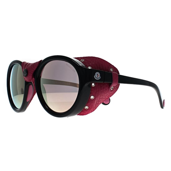 Moncler ML0046 01C glänzend schwarz rosa Rauch Spiegel Sonnenbrille - Image 2