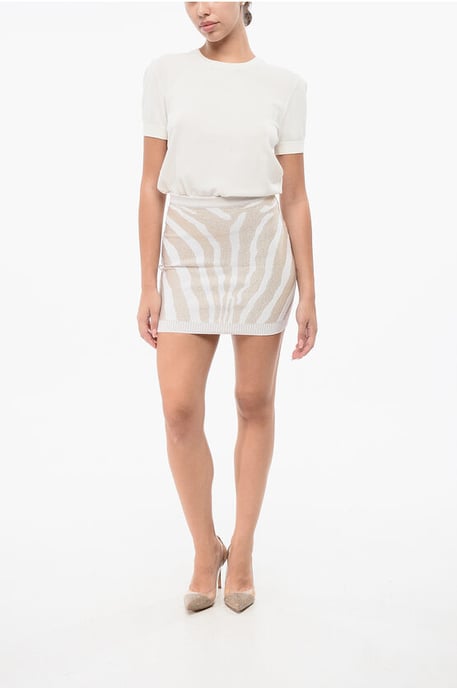 Lurex ZEBRA Minirock mit Reißverschluss hinten in Gold - Image 4