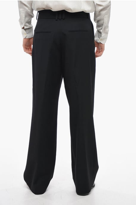 Weite Wollhose mit Bundfalten vorne in Schwarz - Image 2