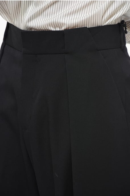 Weite Wollhose mit Bundfalten vorne in Schwarz - Image 3
