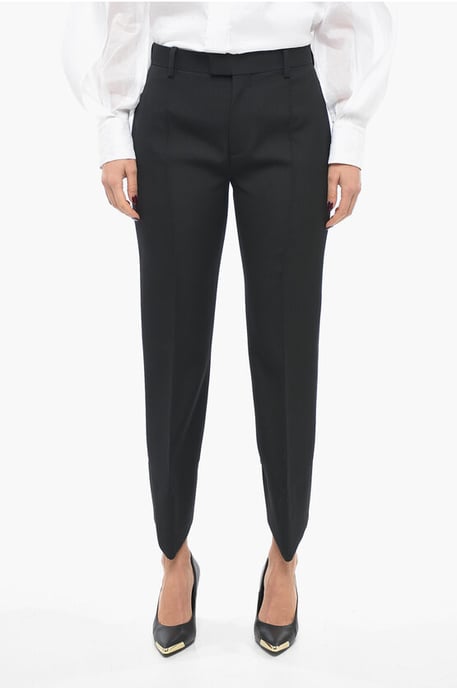 Woll-Bügelfaltenhose mit geschwungenem Design in Schwarz - Image 1