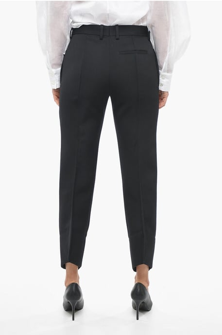 Woll-Bügelfaltenhose mit geschwungenem Design in Schwarz - Image 2