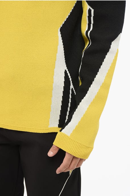 Wollmischung-Farbblockpullover mit halbem Reißverschluss in Giallo, Bianco e Nero - Image 3