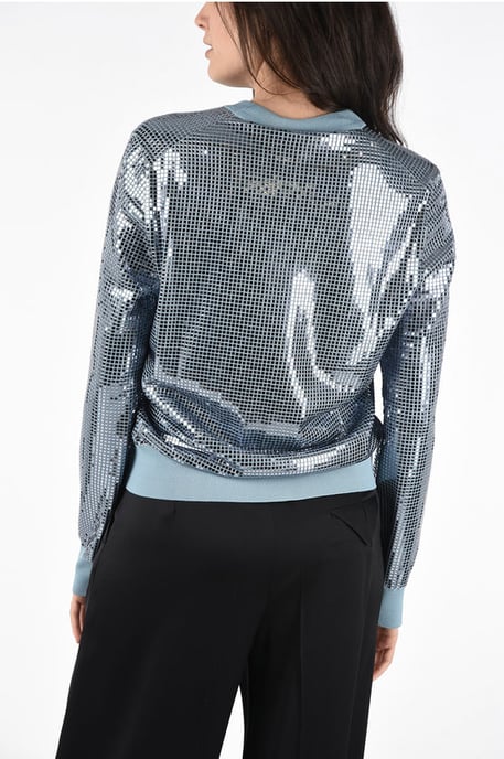 Pailletten-Pullover mit Rundhalsausschnitt in Hellblau - Image 2