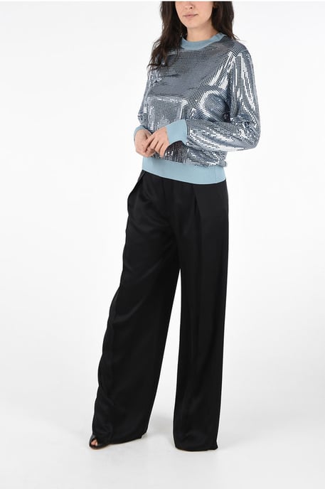 Pailletten-Pullover mit Rundhalsausschnitt in Hellblau - Image 4
