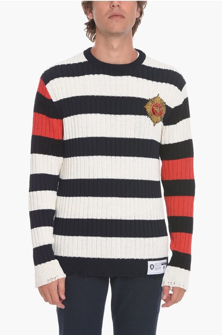 Awning – Gestreifter EMBLEM-Pullover mit Aufnäher in Mehrfarbig - Image 1