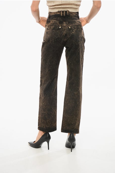 Straight Fit Jeans mit Acid-Wash-Effekt, 18 cm, in Braun, Schwarz - Image 2