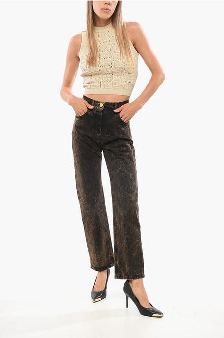 Straight Fit Jeans mit Acid-Wash-Effekt, 18 cm, in Braun, Schwarz - Image 4