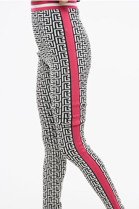 Gestrickte Leggings mit Monogrammmuster in Schwarz und Weiß - Image 3