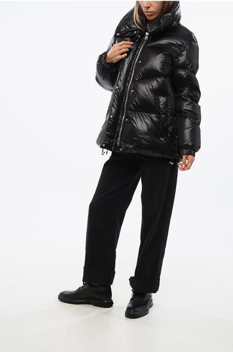 Gesteppte ALIQUIPPA Daunenjacke mit verstecktem Verschluss in Schwarz - Image 4