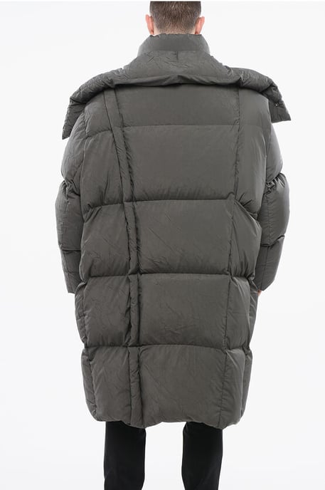 MM6 – Gesteppte Maxi-Daunenjacke mit abnehmbarer Kapuze in Grau - Image 2