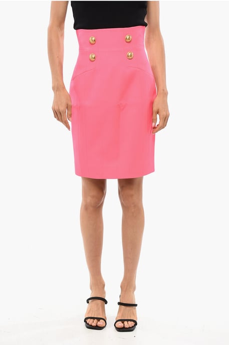 Zweireihige Designer-Longuette aus Wolle in Pink - Image 1