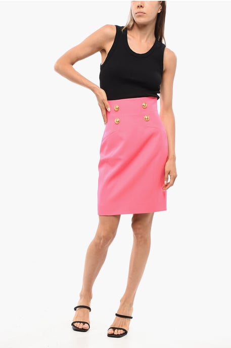 Zweireihige Designer-Longuette aus Wolle in Pink - Image 4