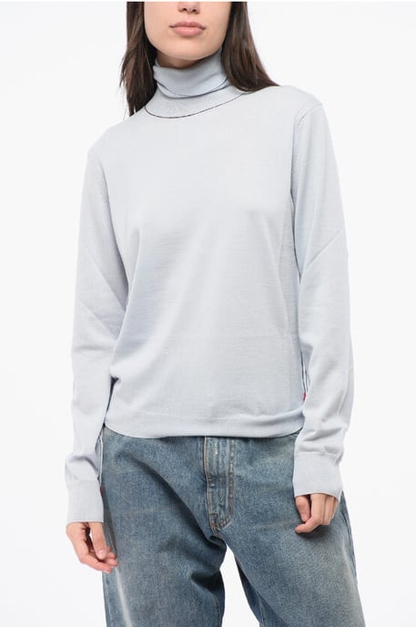 MM4 MM14 – Einfarbiger Rollkragenpullover aus Wolle in Hellblau - Image 1