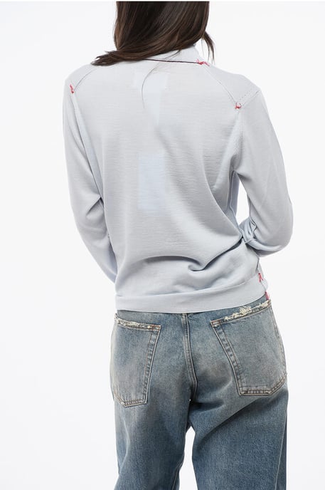 MM4 MM14 – Einfarbiger Rollkragenpullover aus Wolle in Hellblau - Image 2