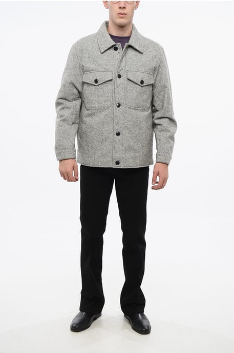 Overshirt aus Wollmischung mit doppelten Brusttaschen in Grau - Image 4