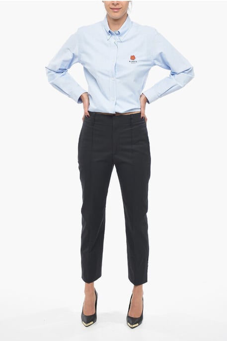 Baumwoll-Twill-Hose mit Tapered Fit in Blau - Image 4
