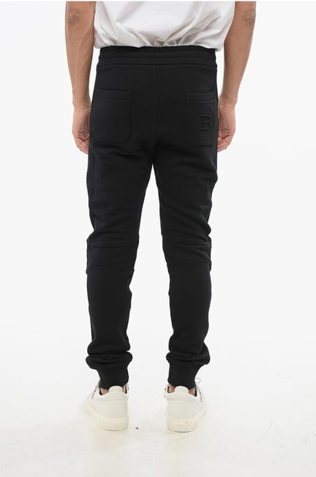 Biker-Jogginghose aus gebürsteter Baumwolle mit geprägtem Logo in Schwarz - Image 2