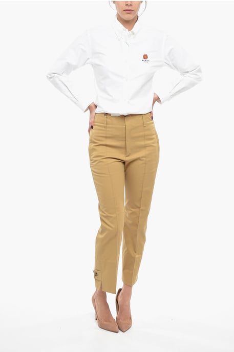 Tapered Fit-Hose aus Baumwolle mit Bundfalten vorne in Braun - Image 4