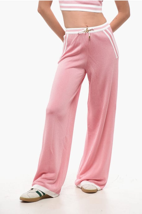 High-Waist-Freizeithose mit elastischem Bund in Pink - Image 1